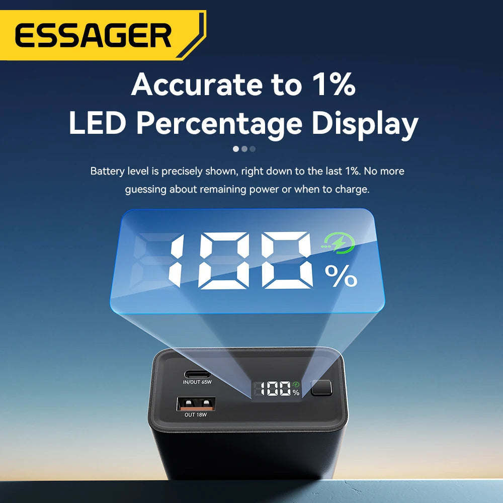 Batterie Externe Essager 20000mAh PD 65W — Charge Rapide