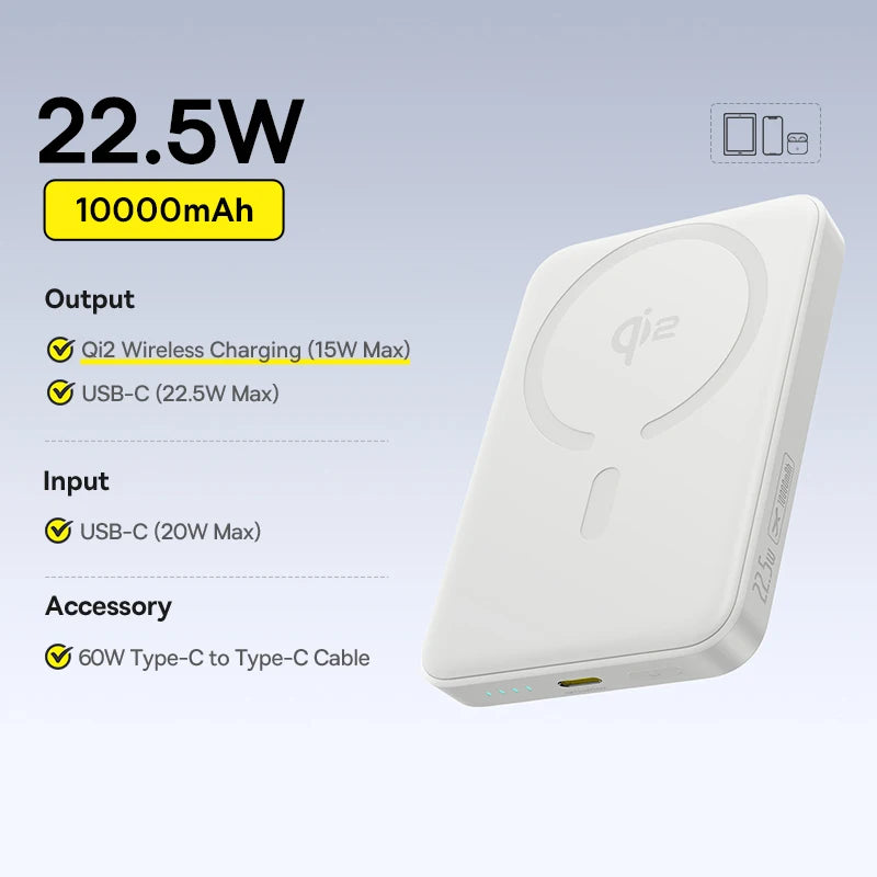 Batterie Externe Baseus Qi2 10000mAh 15W — MagSafe Sans Fil