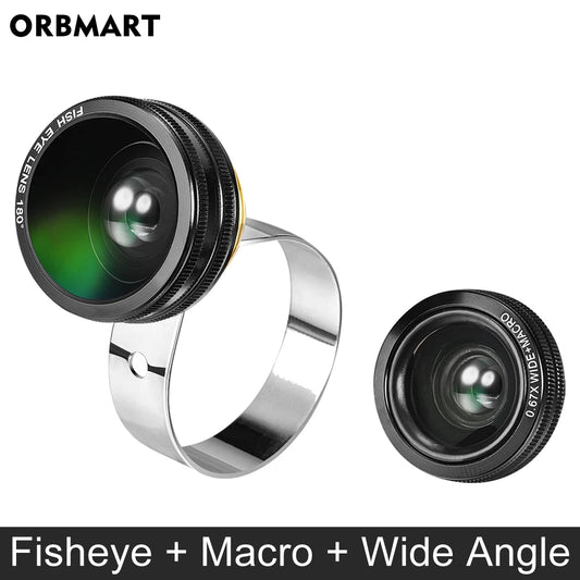 Kit d'Objectifs 3-en-1 pour Smartphone — Grand Angle, Macro, Fisheye