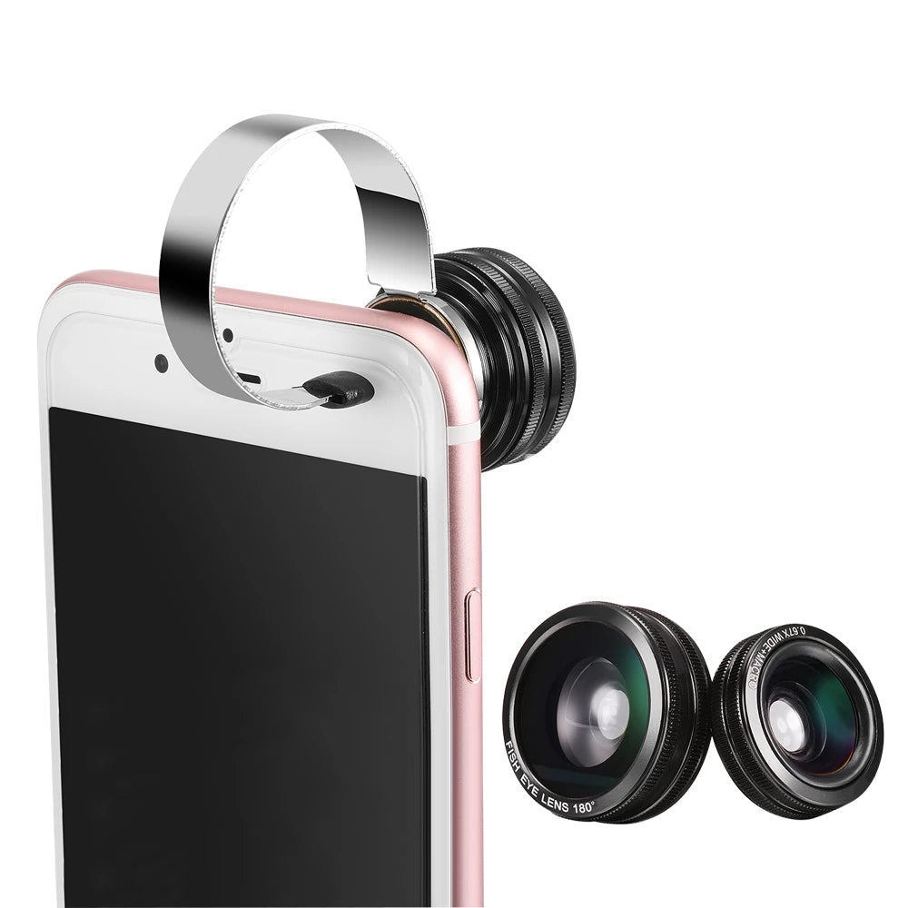 Kit d'Objectifs 3-en-1 pour Smartphone — Grand Angle, Macro, Fisheye