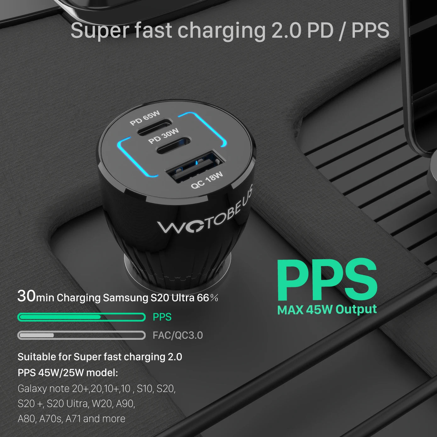 Chargeur Allume-Cigare USB-C 95W — 3 Ports, Charge Rapide