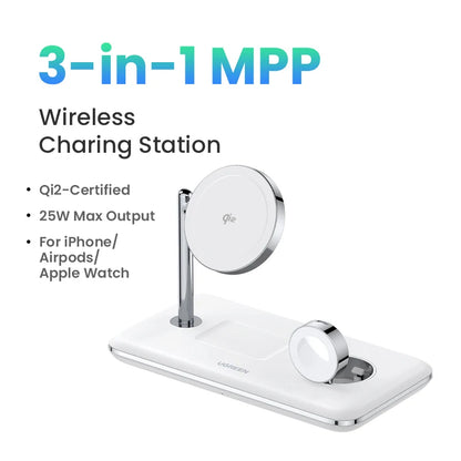 Support Chargeur Sans Fil UGREEN 3-en-1 MagSafe 25W