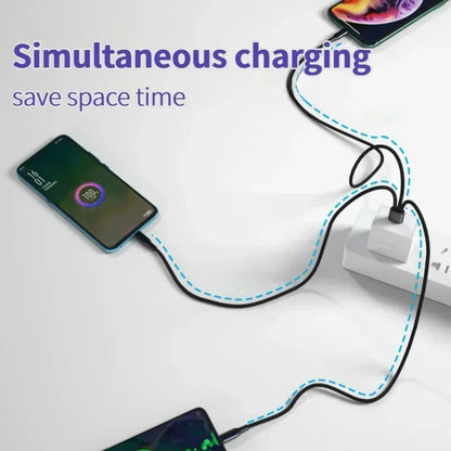 Câble de Charge 3-en-1 — USB-C, Lightning & Micro-USB Tressé