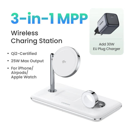 Support Chargeur Sans Fil UGREEN 3-en-1 MagSafe 25W