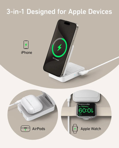 Station de Charge Anker MagGo 3-en-1 Qi2 15W — MagSafe