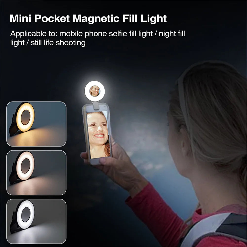 Anneau Lumineux Clip Selfie — Ring Light Rechargeable 3 Modes
