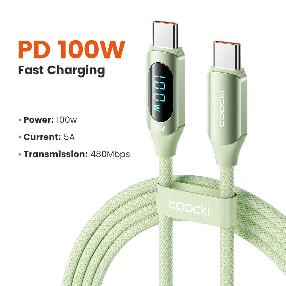 Câble Toocki USB-C vers USB-C 100W — Charge Rapide PD