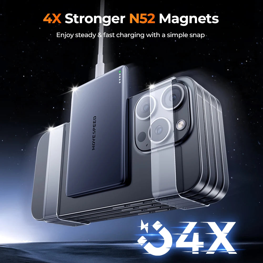 Batterie Externe Magnétique MOVESPEED 10000mAh — Sans Fil MagSafe