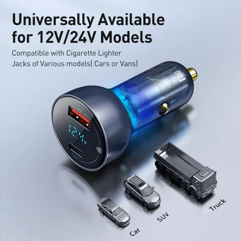 Chargeur Voiture Baseus 65W PD — Charge Rapide QC 4.0