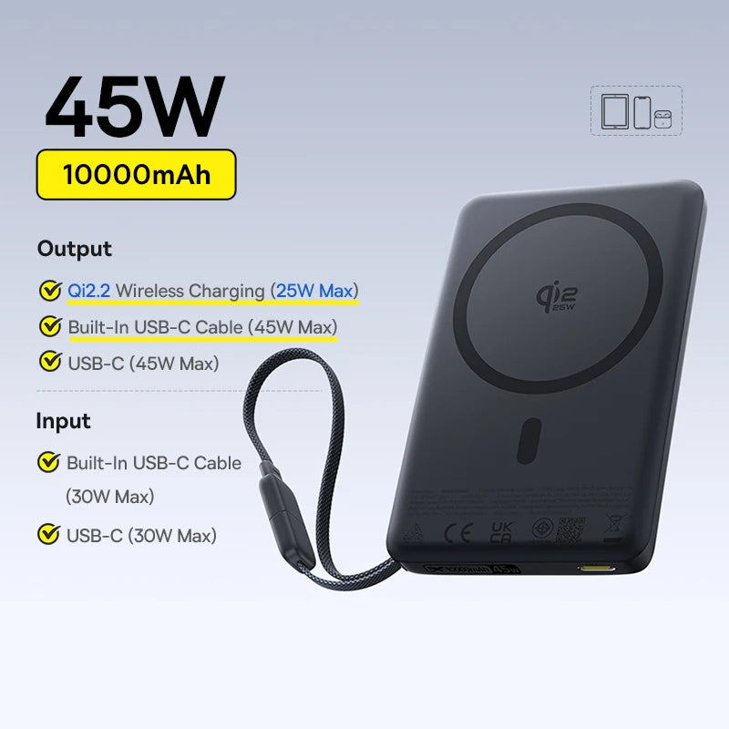 Batterie Externe Baseus Qi2 10000mAh 15W — MagSafe Sans Fil