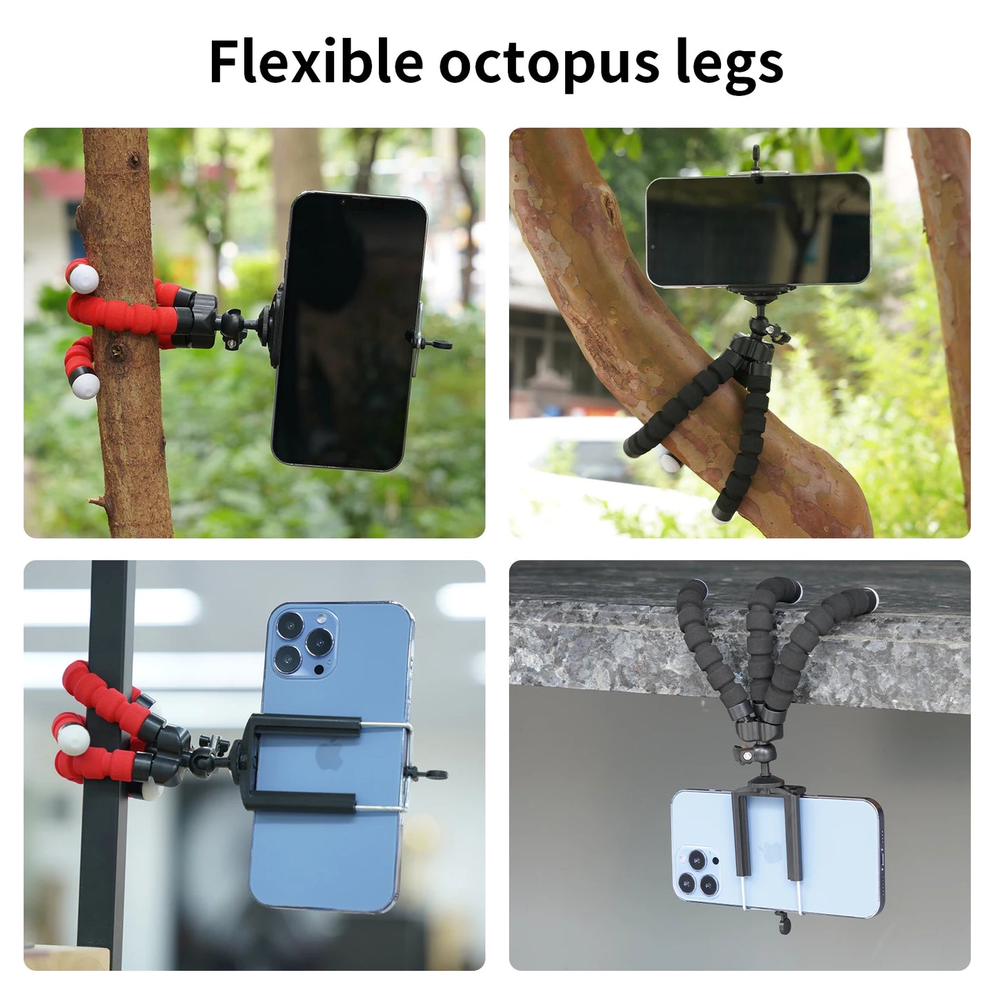 Trépied octopus pattes flexibles enroulées autour de supports