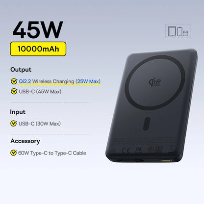 Batterie Externe Baseus Qi2 10000mAh 15W — MagSafe Sans Fil