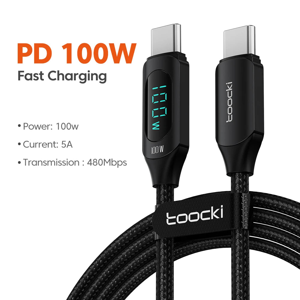 Câble Toocki USB-C vers USB-C 100W — Charge Rapide PD