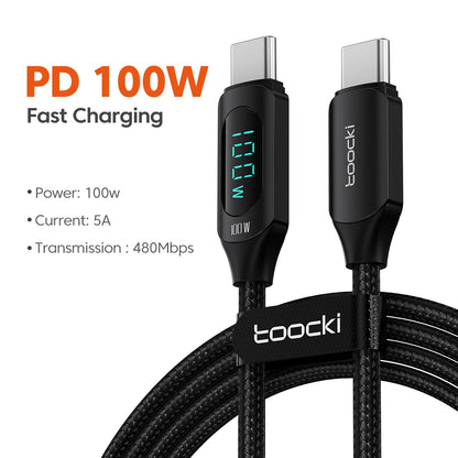 Câble Toocki USB-C vers USB-C 100W — Charge Rapide PD