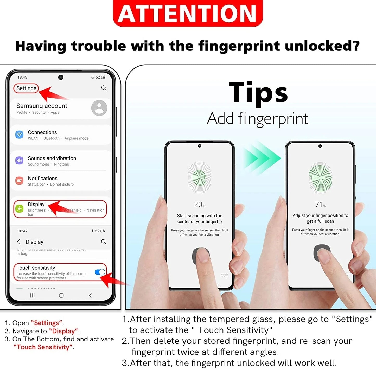 Verre trempé Samsung - compatibilité capteur empreinte