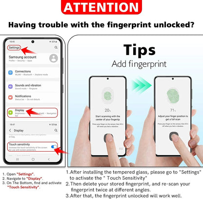 Verre trempé Samsung - compatibilité capteur empreinte