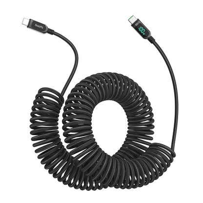 Câble Spiralé SooPii USB-C 100W 2m — Nylon Tressé, Écran LED