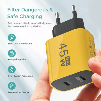 Chargeur GaN 45W Double USB-C PD — Charge Rapide Voyage