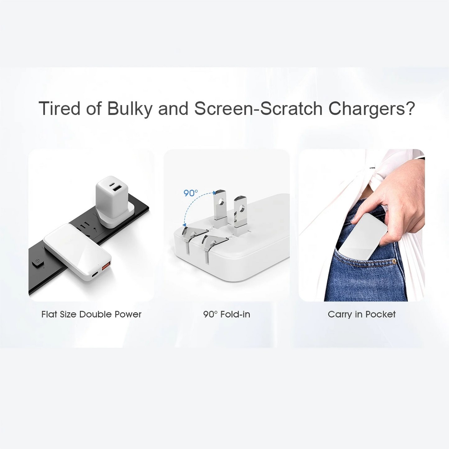 Chargeur Mural USB-C 65W GaN Ultra-Plat — Double Port USB-A/USB-C
