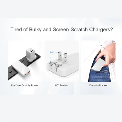 Chargeur Mural USB-C 65W GaN Ultra-Plat — Double Port USB-A/USB-C