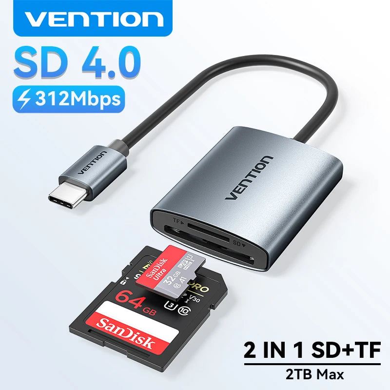 Lecteur de Carte SD & microSD USB-C 4.0 — 312 Mbps