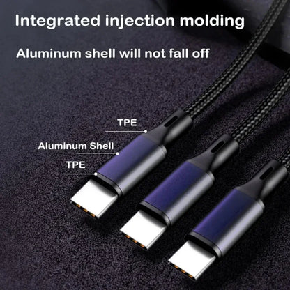 Câble de Charge 3-en-1 — USB-C, Lightning & Micro-USB Tressé