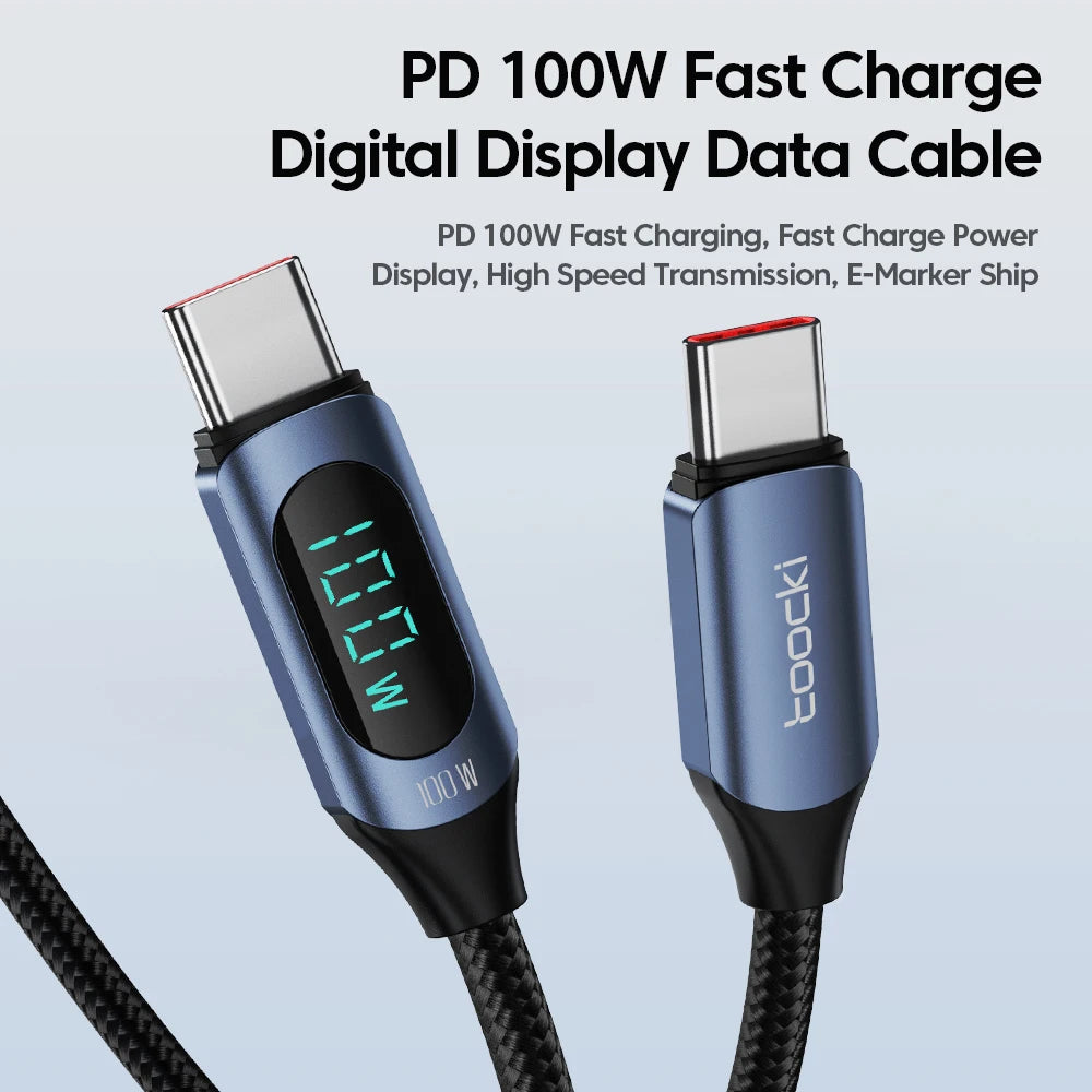 Câble Toocki USB-C vers USB-C 100W — Charge Rapide PD
