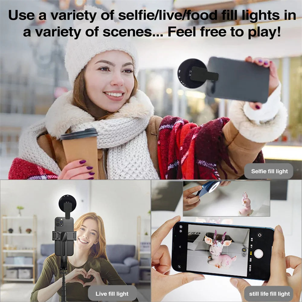 Anneau Lumineux Clip Selfie — Ring Light Rechargeable 3 Modes