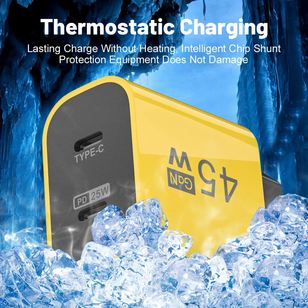Chargeur GaN 45W Double USB-C PD — Charge Rapide Voyage