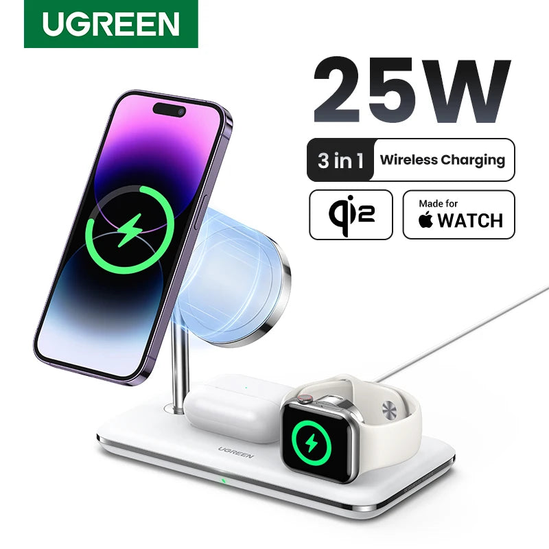 Support Chargeur Sans Fil UGREEN 3-en-1 MagSafe 25W