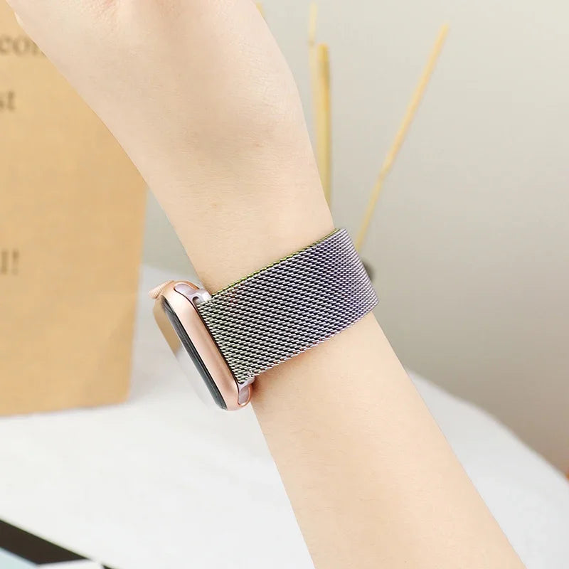 Bracelet Milanais pour Apple Watch 38/40/41/42/44/45/49mm — Maille Inox