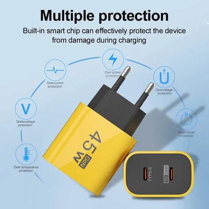 Chargeur GaN 45W Double USB-C PD — Charge Rapide Voyage