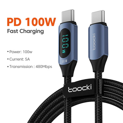 Câble Toocki USB-C vers USB-C 100W — Charge Rapide PD