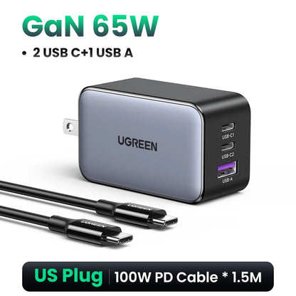 Chargeur UGREEN 65W GaN — Charge Rapide USB-C PD