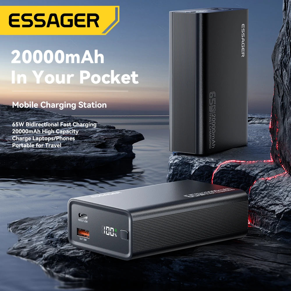 Batterie Externe Essager 20000mAh PD 65W — Charge Rapide