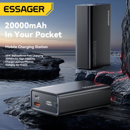Batterie Externe Essager 20000mAh PD 65W — Charge Rapide
