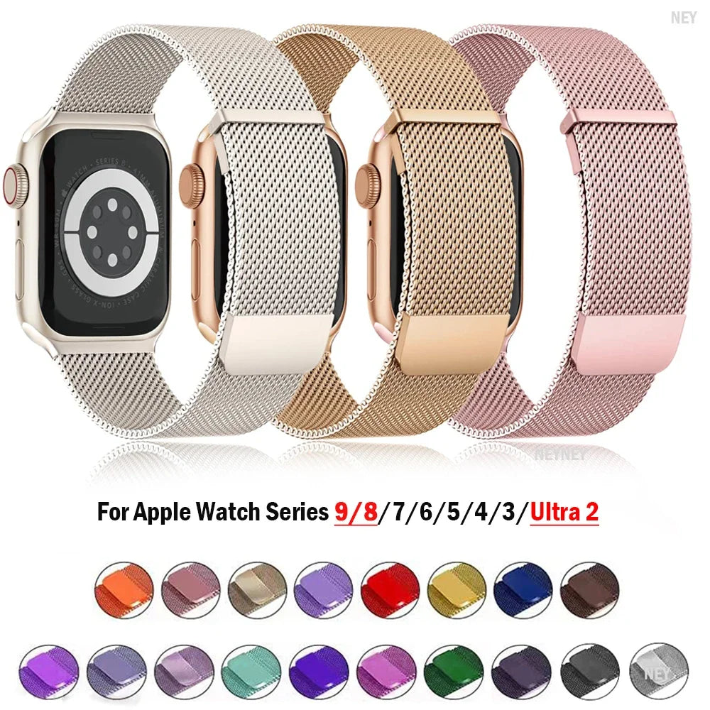 Bracelet Milanais pour Apple Watch 38/40/41/42/44/45/49mm — Maille Inox