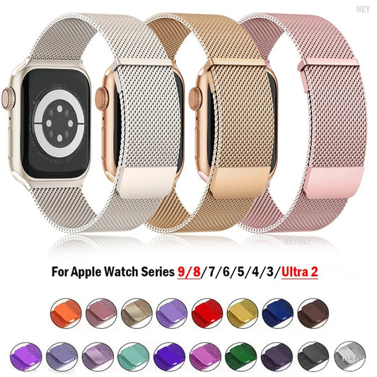 Bracelet Milanais pour Apple Watch 38/40/41/42/44/45/49mm — Maille Inox