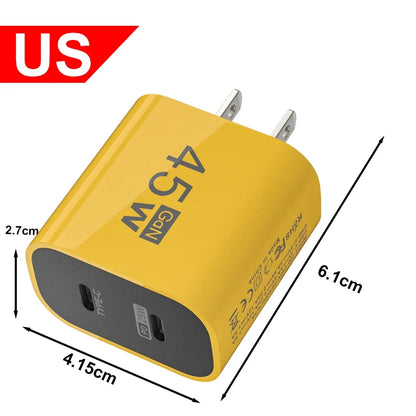 Chargeur GaN 45W Double USB-C PD — Charge Rapide Voyage