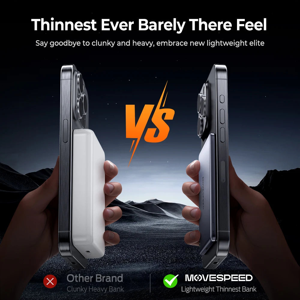 Batterie Externe Magnétique MOVESPEED 10000mAh — Sans Fil MagSafe