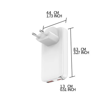 Chargeur Mural USB-C 65W GaN Ultra-Plat — Double Port USB-A/USB-C