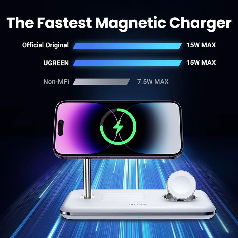 Support Chargeur Sans Fil UGREEN 3-en-1 MagSafe 25W