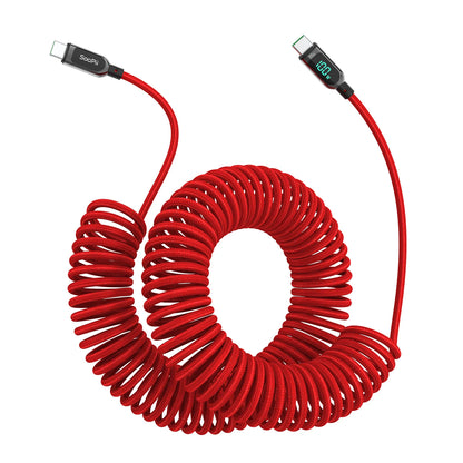 Câble Spiralé SooPii USB-C 100W 2m — Nylon Tressé, Écran LED