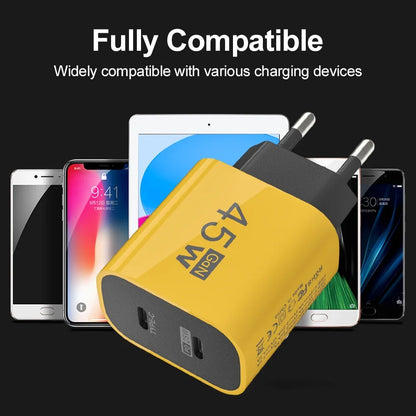 Chargeur GaN 45W Double USB-C PD — Charge Rapide Voyage