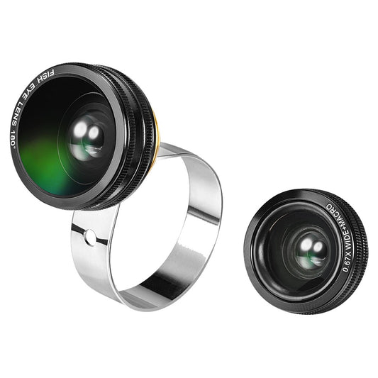 Objectif Clip 3-en-1 pour Smartphone — Fisheye 180° + Grand-Angle + Macro